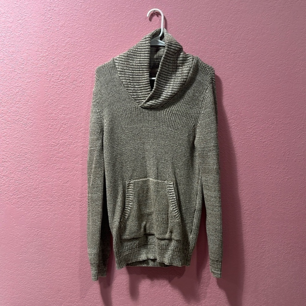 American Rag Sweater Womens Medium Tunic Knit Funnel Neck Pocket Pullover